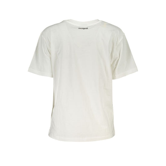 White Cotton Women T-Shirt-Desigual-LabelTerrace.com