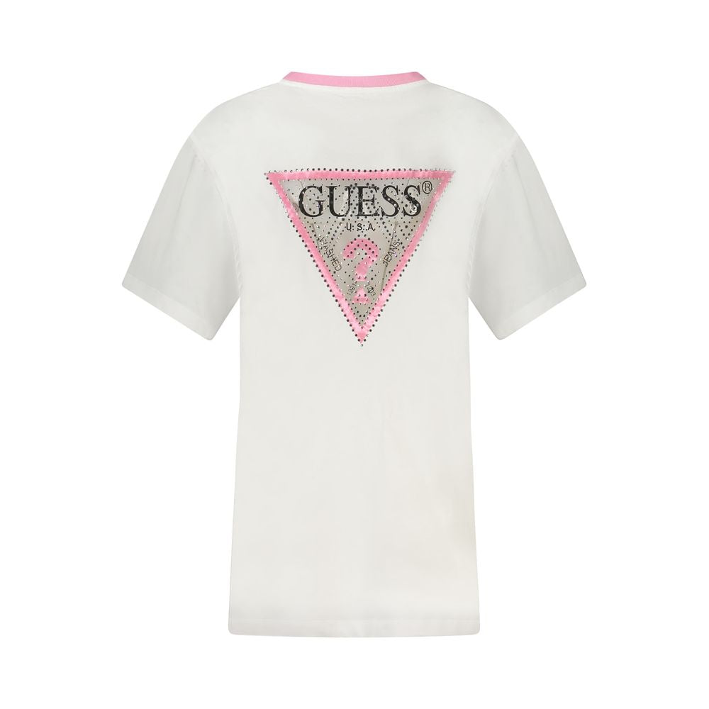 White Cotton Women T-Shirt-Guess Jeans-LabelTerrace.com