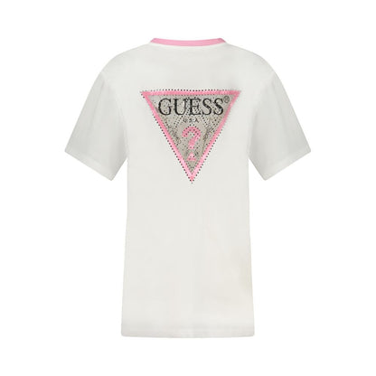 White Cotton Women T-Shirt-Guess Jeans-LabelTerrace.com