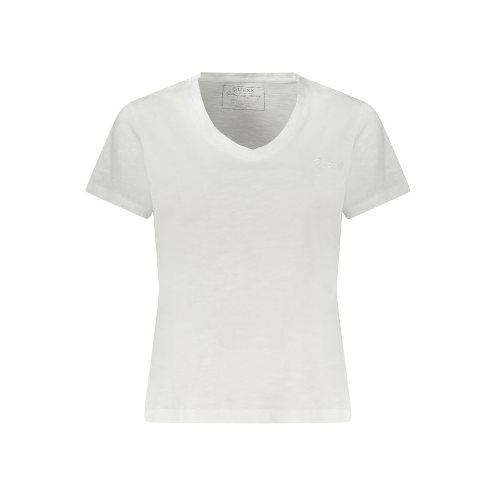 White Cotton Women T-Shirt-Guess Jeans-LabelTerrace.com