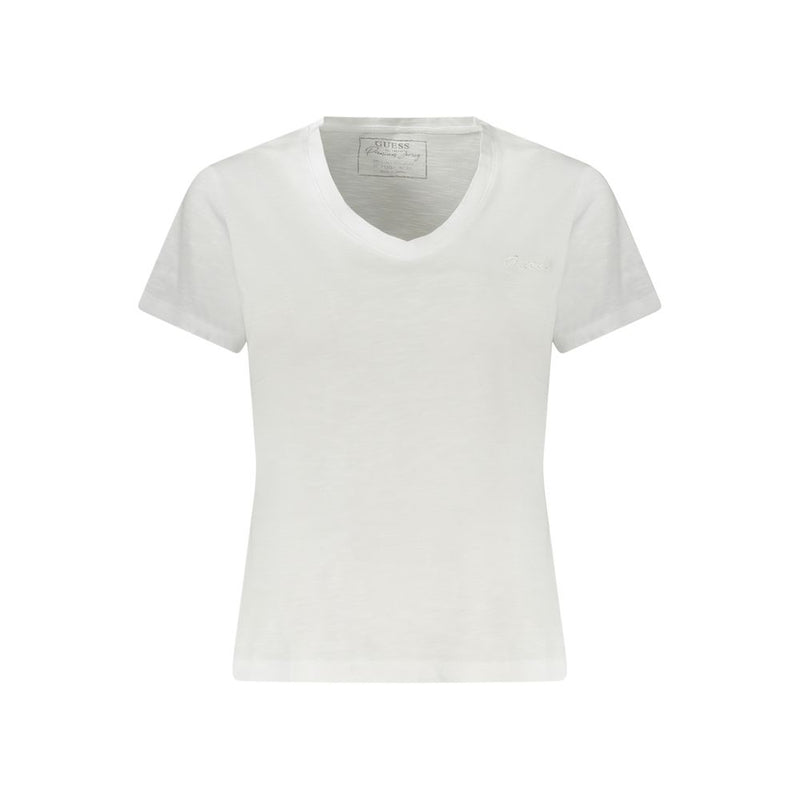 White Cotton Women T-Shirt-Guess Jeans-LabelTerrace.com