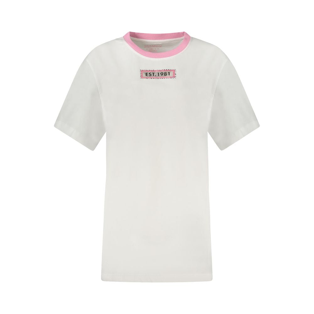 White Cotton Women T-Shirt-Guess Jeans-LabelTerrace.com