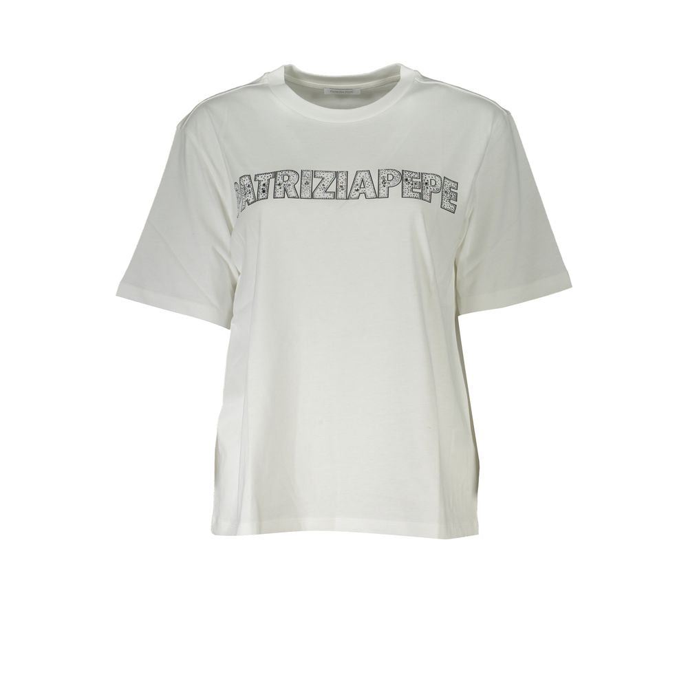 White Cotton Women T-Shirt-Patrizia Pepe-LabelTerrace.com