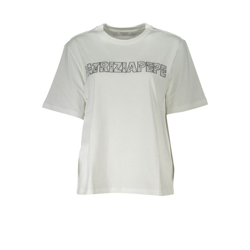 White Cotton Women T-Shirt-Patrizia Pepe-LabelTerrace.com