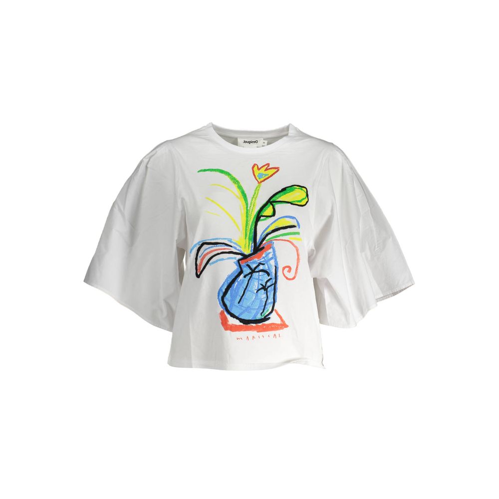 White Cotton Women Top-Desigual-LabelTerrace.com