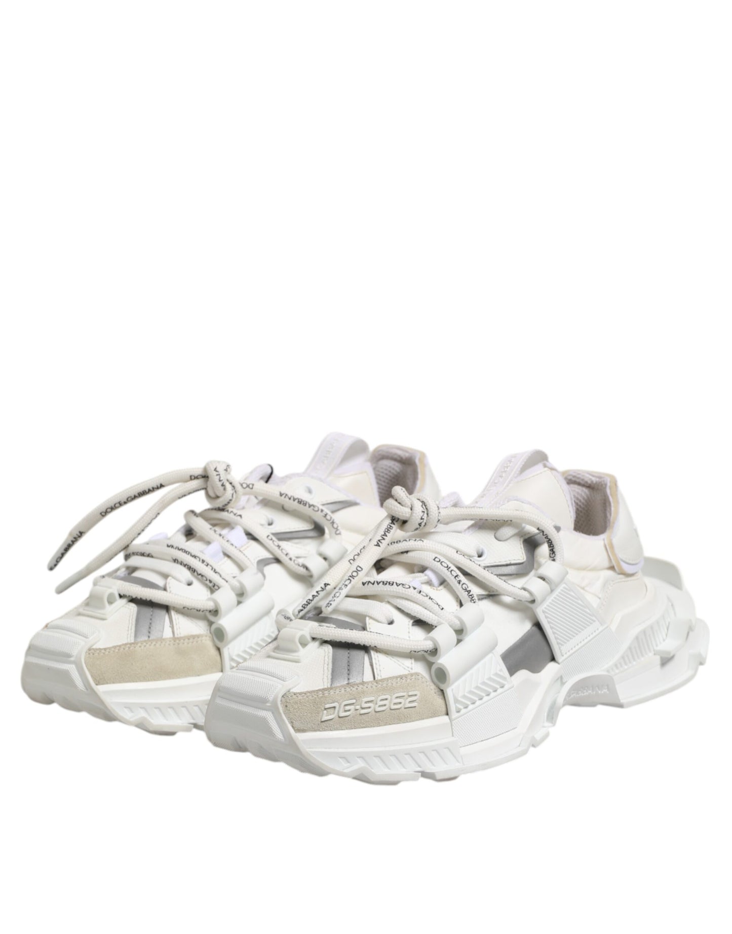 White Gray Low Top Space Sneakers Shoes-Dolce & Gabbana-LabelTerrace.com