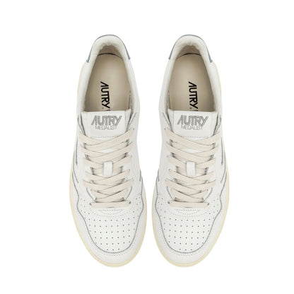 White Leather Low Top Sneakers