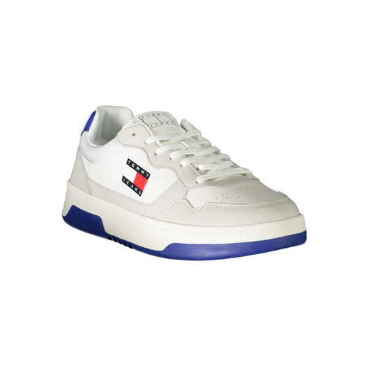 White Leather Men Sneaker-Tommy Hilfiger-LabelTerrace.com