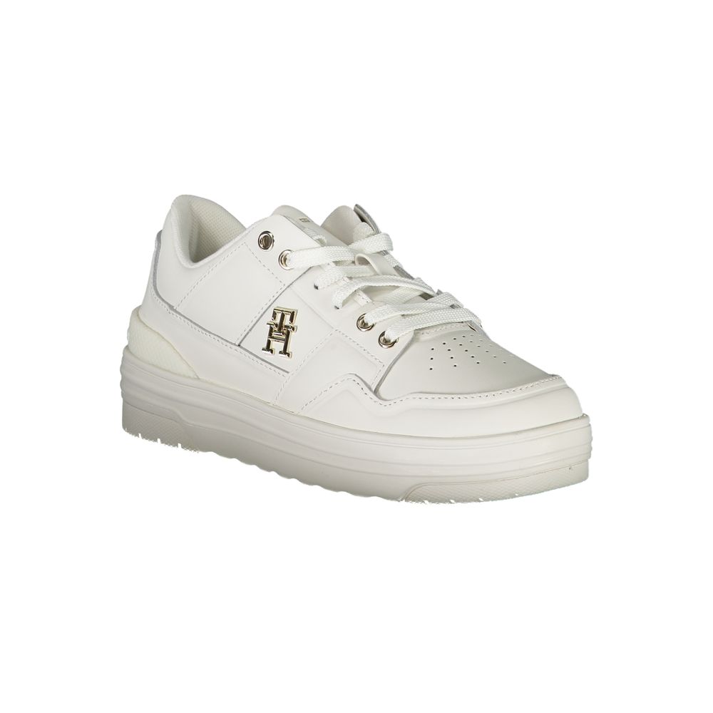 White Leather Women Sneaker-Tommy Hilfiger-LabelTerrace.com