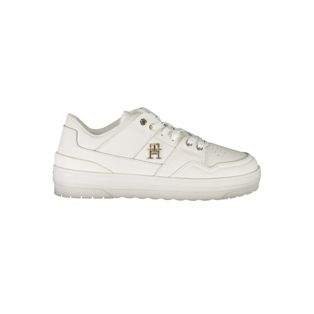 White Leather Women Sneaker-Tommy Hilfiger-LabelTerrace.com