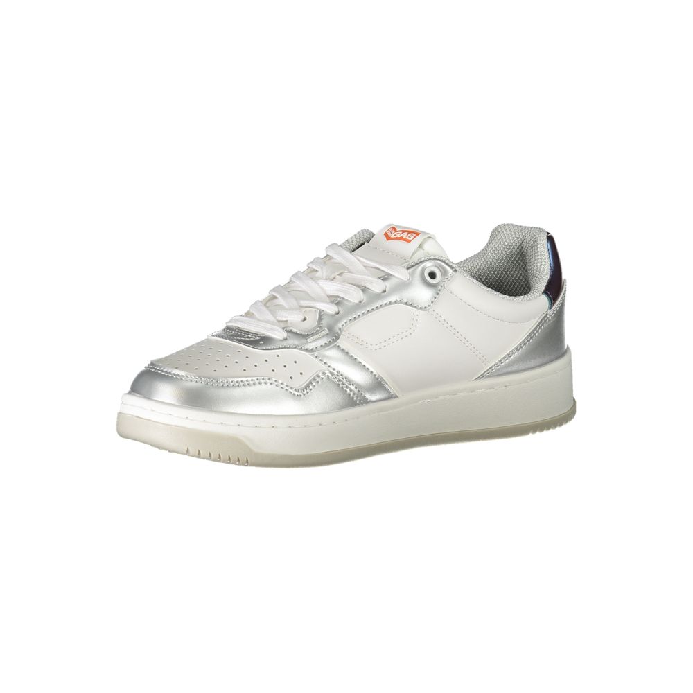 White Polyester Sneaker-Gas-LabelTerrace.com