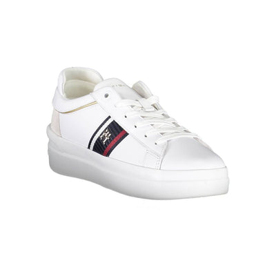 White Polyester Sneaker-Tommy Hilfiger-LabelTerrace.com