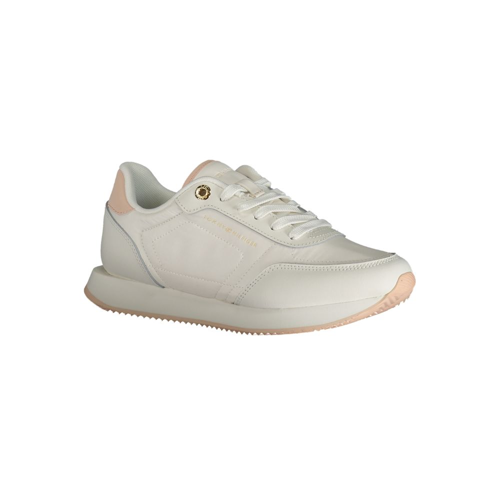 White Polyester Sneaker-Tommy Hilfiger-LabelTerrace.com
