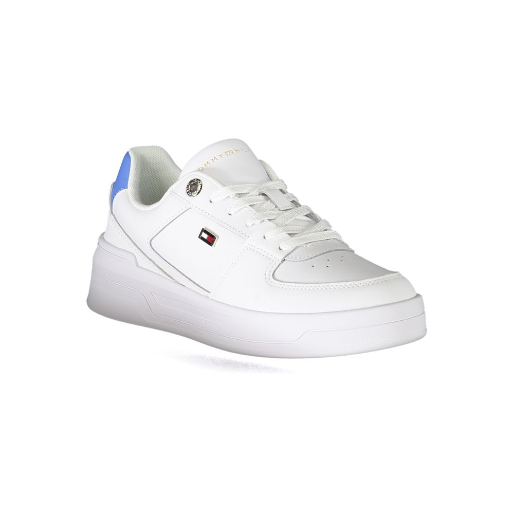 White Polyester Sneaker-Tommy Hilfiger-LabelTerrace.com