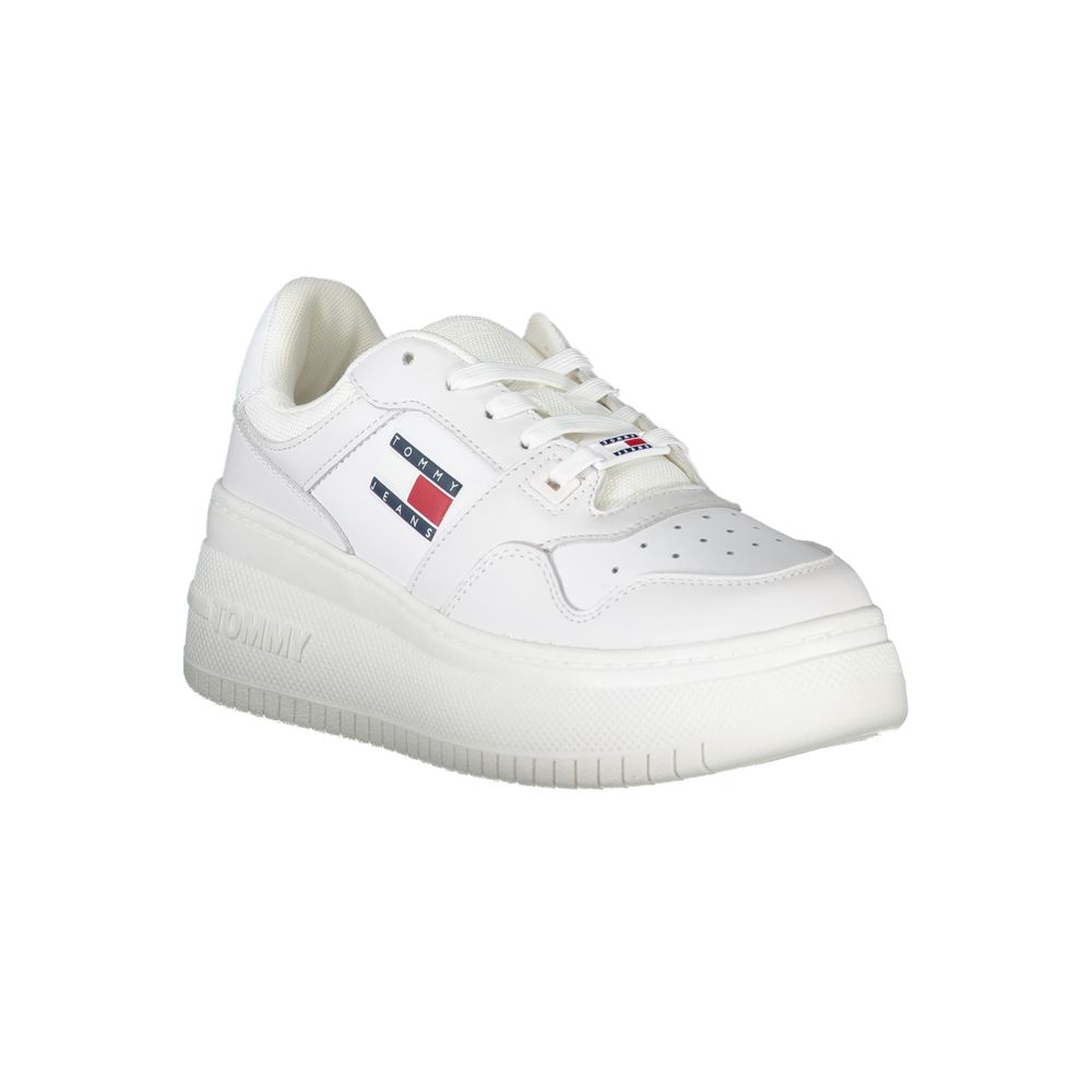 White Polyester Sneaker-Tommy Hilfiger-LabelTerrace.com