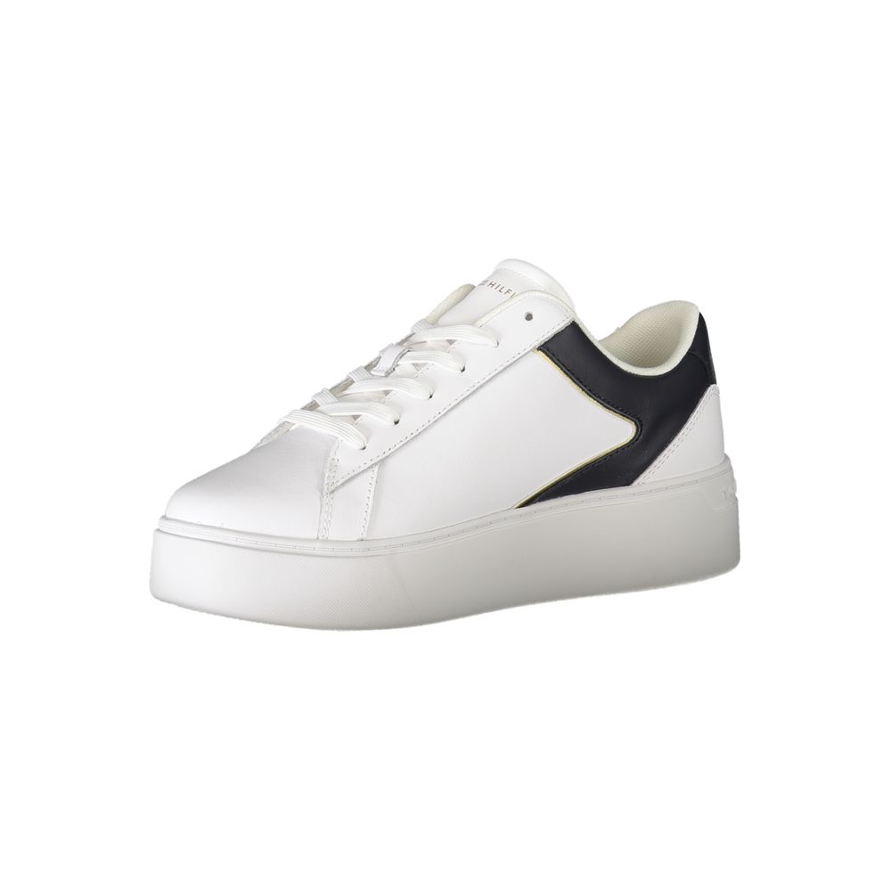 White Polyester Sneaker-Tommy Hilfiger-LabelTerrace.com