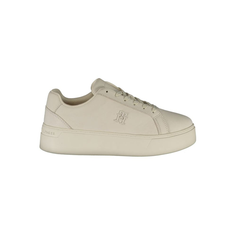 White Polyester Sneaker-Tommy Hilfiger-LabelTerrace.com