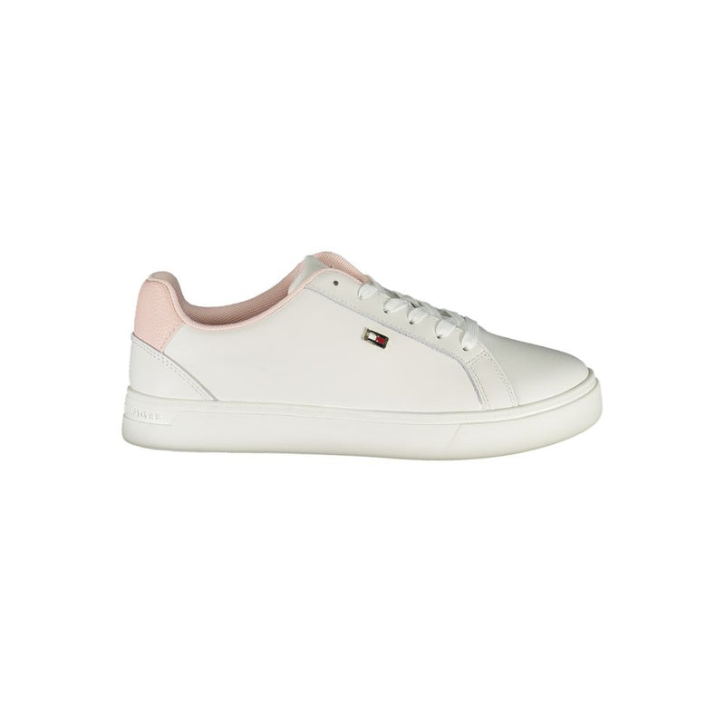White Polyester Sneaker-Tommy Hilfiger-LabelTerrace.com