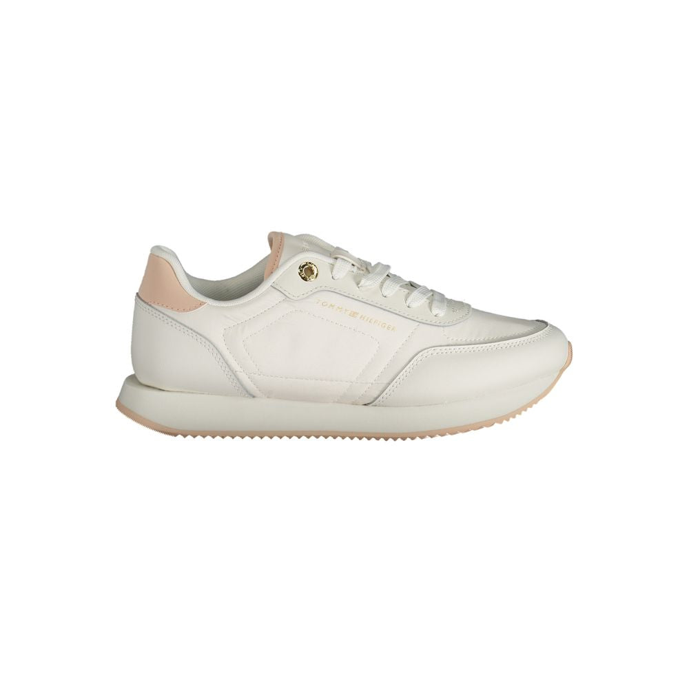 White Polyester Sneaker-Tommy Hilfiger-LabelTerrace.com