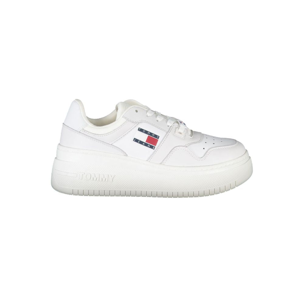 White Polyester Sneaker-Tommy Hilfiger-LabelTerrace.com